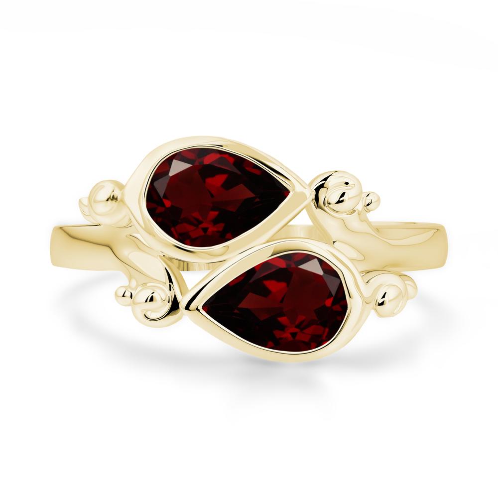 Garnet Two Stone Bezel Set Ring - LUO Jewelry #metal_18k yellow gold