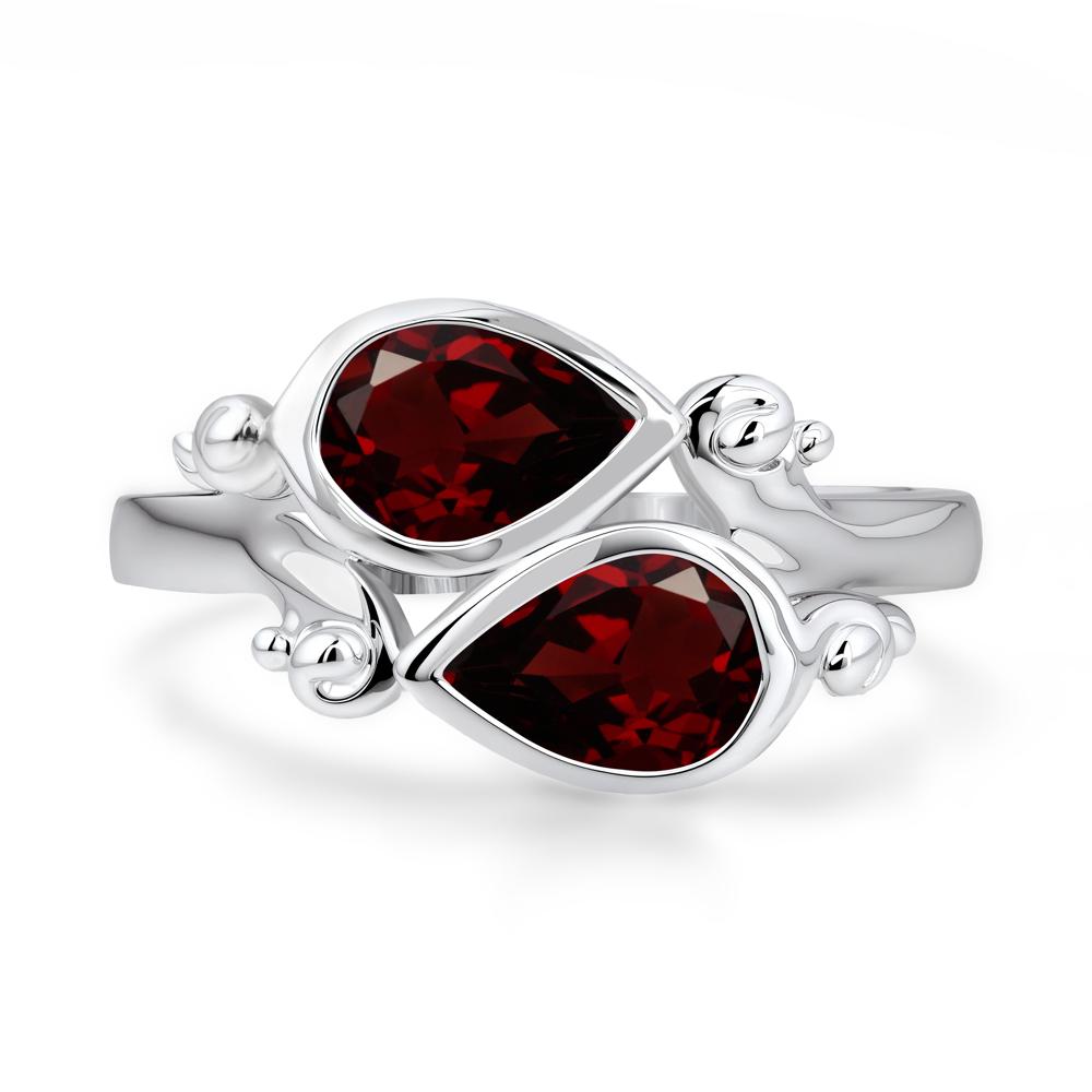 Garnet Two Stone Bezel Set Ring - LUO Jewelry #metal_sterling silver