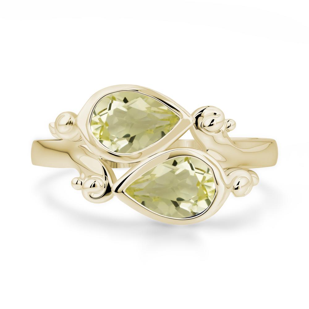Lemon Quartz Two Stone Bezel Set Ring - LUO Jewelry #metal_14k yellow gold