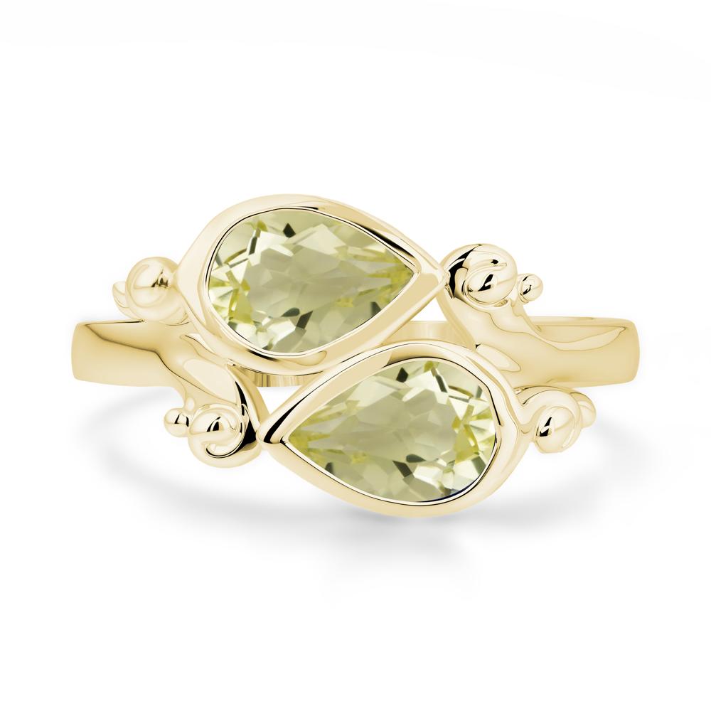 Lemon Quartz Two Stone Bezel Set Ring - LUO Jewelry #metal_18k yellow gold