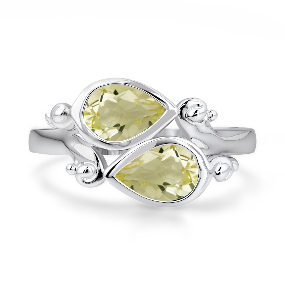 Lemon Quartz Two Stone Bezel Set Ring - LUO Jewelry #metal_sterling silver
