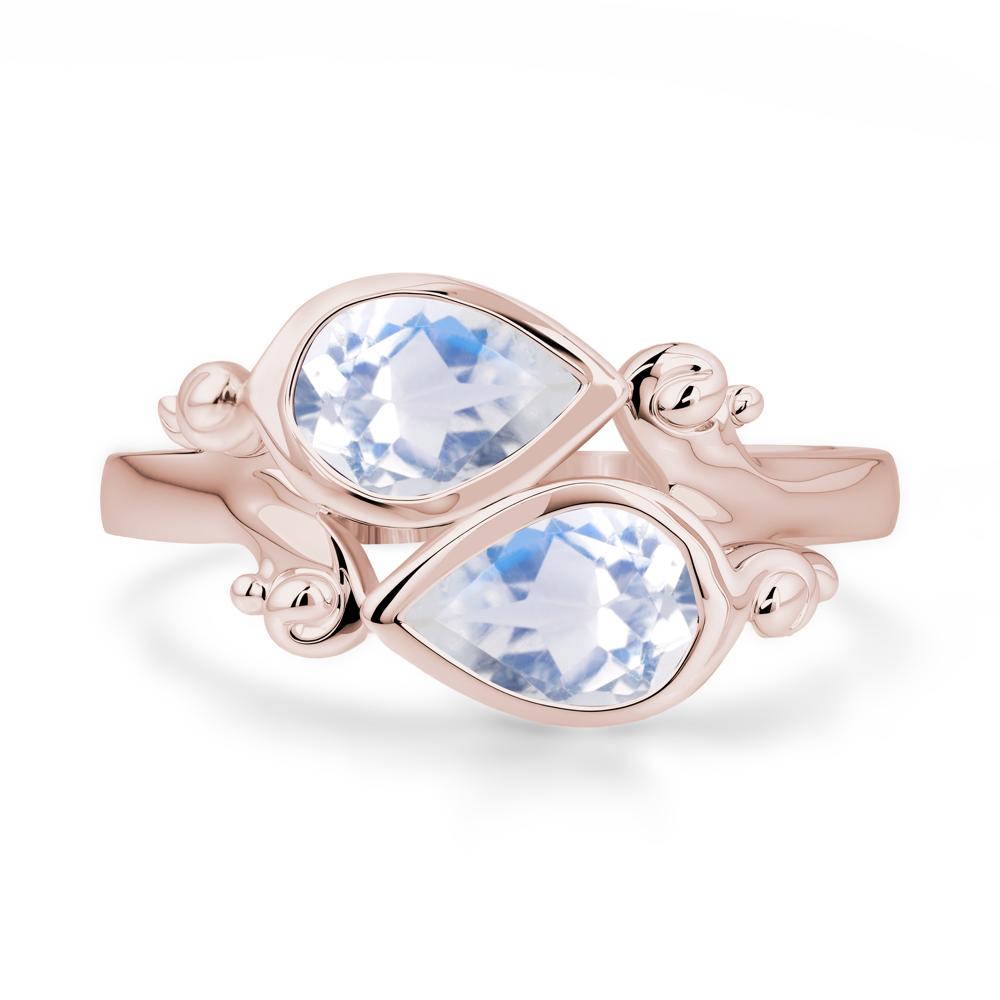 Moonstone Two Stone Bezel Set Ring - LUO Jewelry #metal_14k rose gold