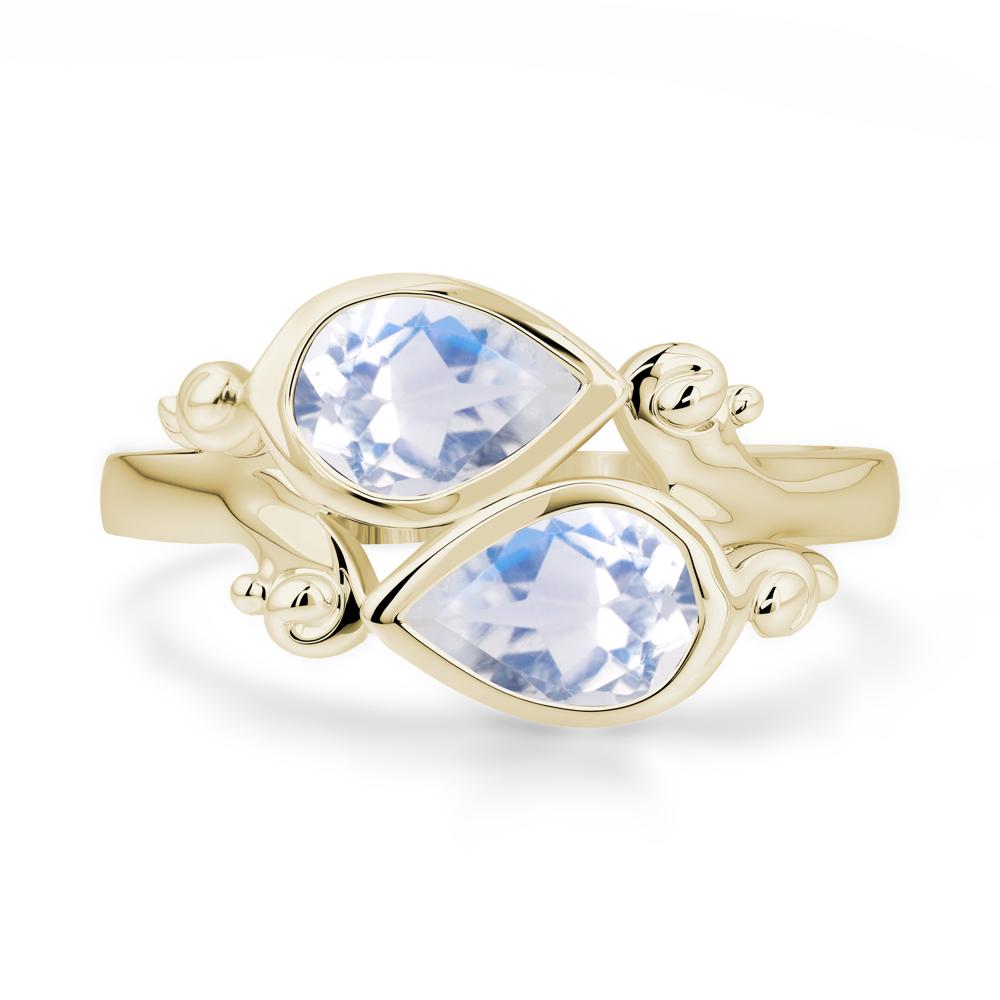 Moonstone Two Stone Bezel Set Ring - LUO Jewelry #metal_14k yellow gold