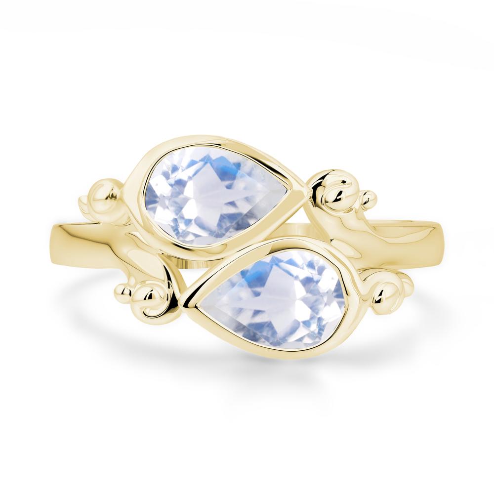 Moonstone Two Stone Bezel Set Ring - LUO Jewelry #metal_18k yellow gold