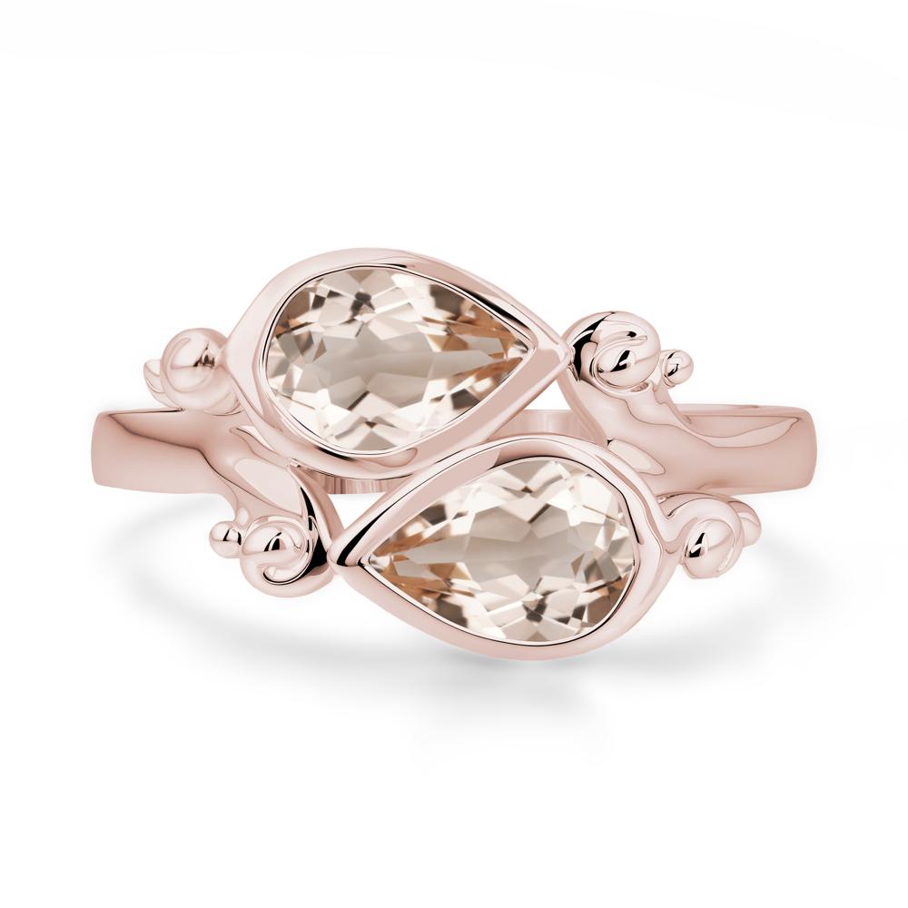 Morganite Two Stone Bezel Set Ring - LUO Jewelry #metal_14k rose gold
