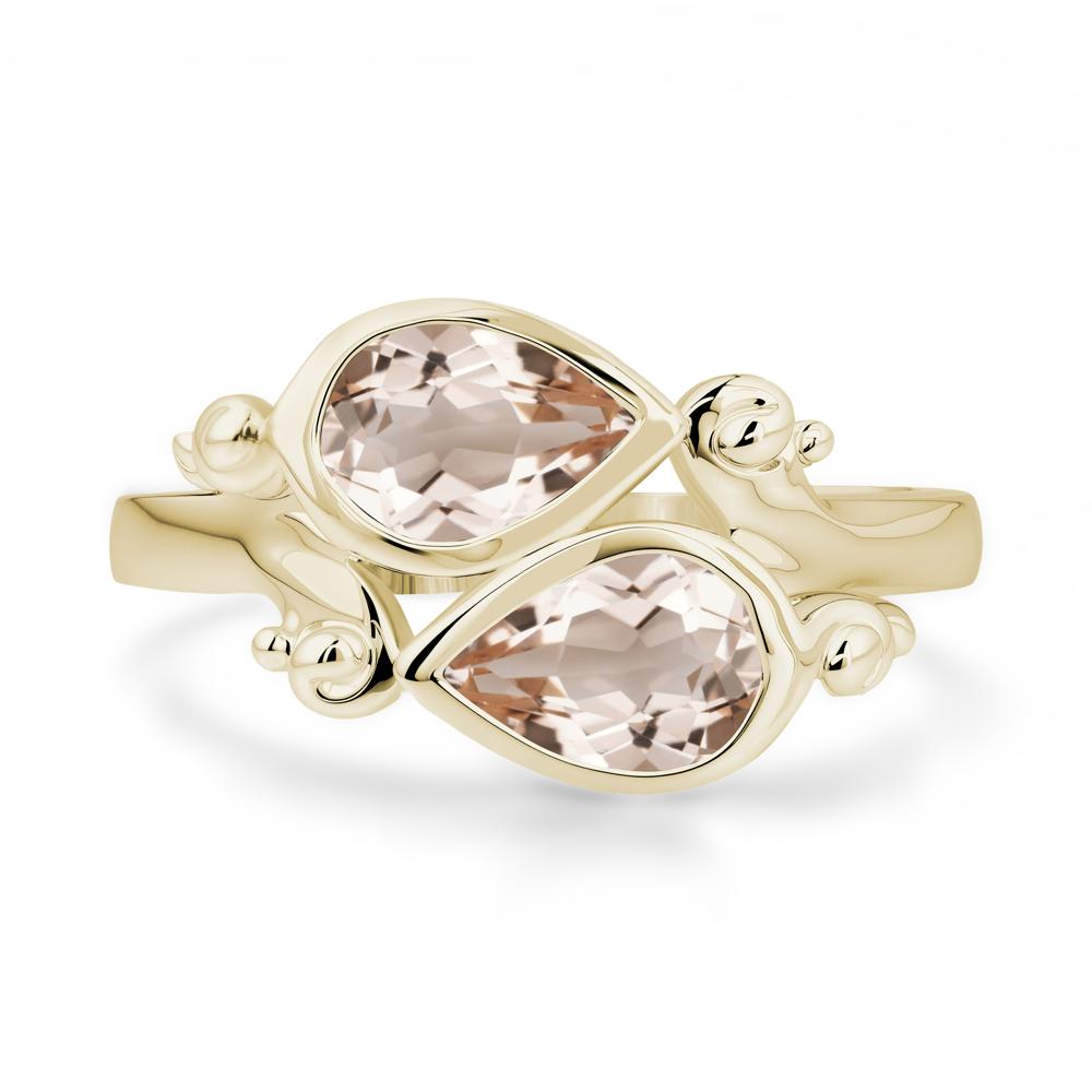 Morganite Two Stone Bezel Set Ring - LUO Jewelry #metal_14k yellow gold