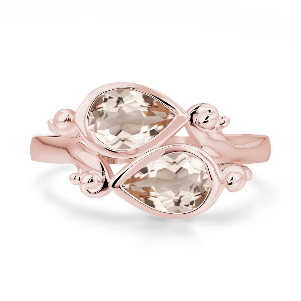 Morganite Two Stone Bezel Set Ring - LUO Jewelry #metal_18k rose gold
