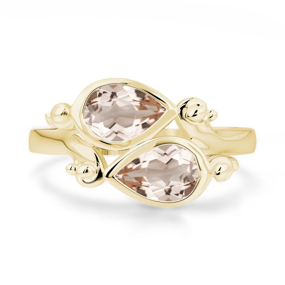 Morganite Two Stone Bezel Set Ring - LUO Jewelry #metal_18k yellow gold
