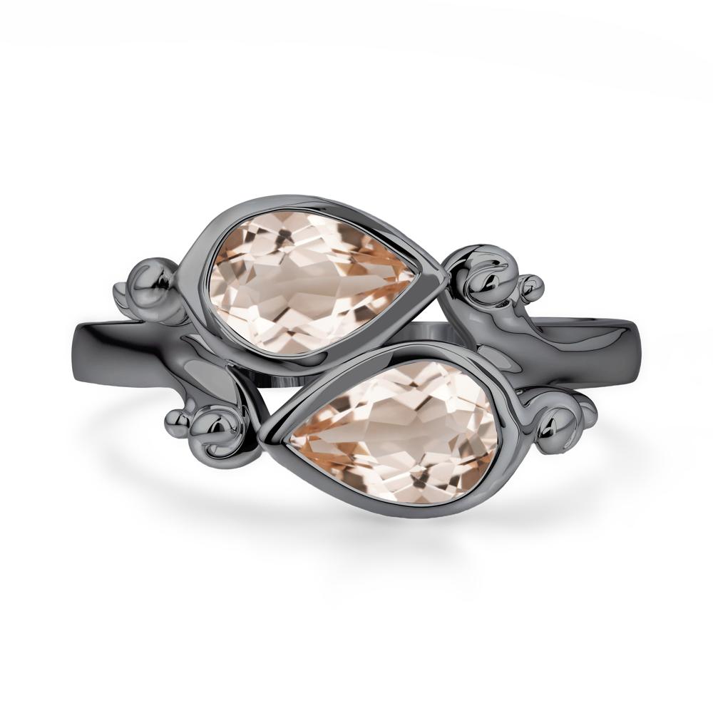 Morganite Two Stone Bezel Set Ring - LUO Jewelry #metal_black finish sterling silver