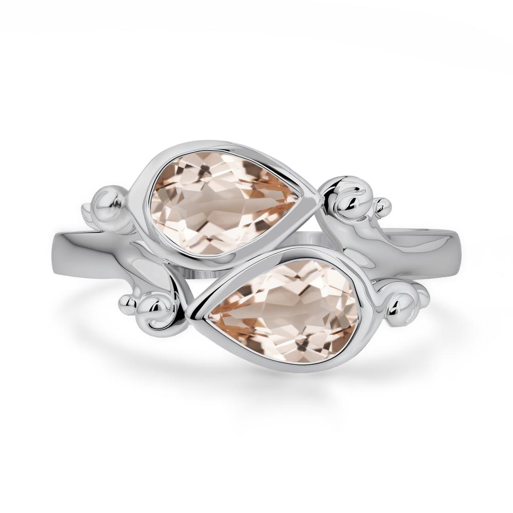 Morganite Two Stone Bezel Set Ring - LUO Jewelry #metal_platinum