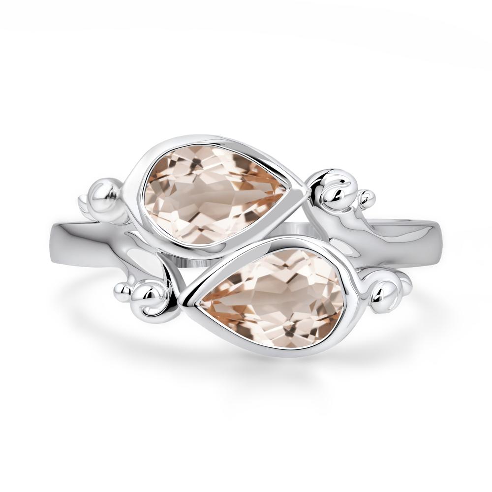 Morganite Two Stone Bezel Set Ring - LUO Jewelry #metal_sterling silver