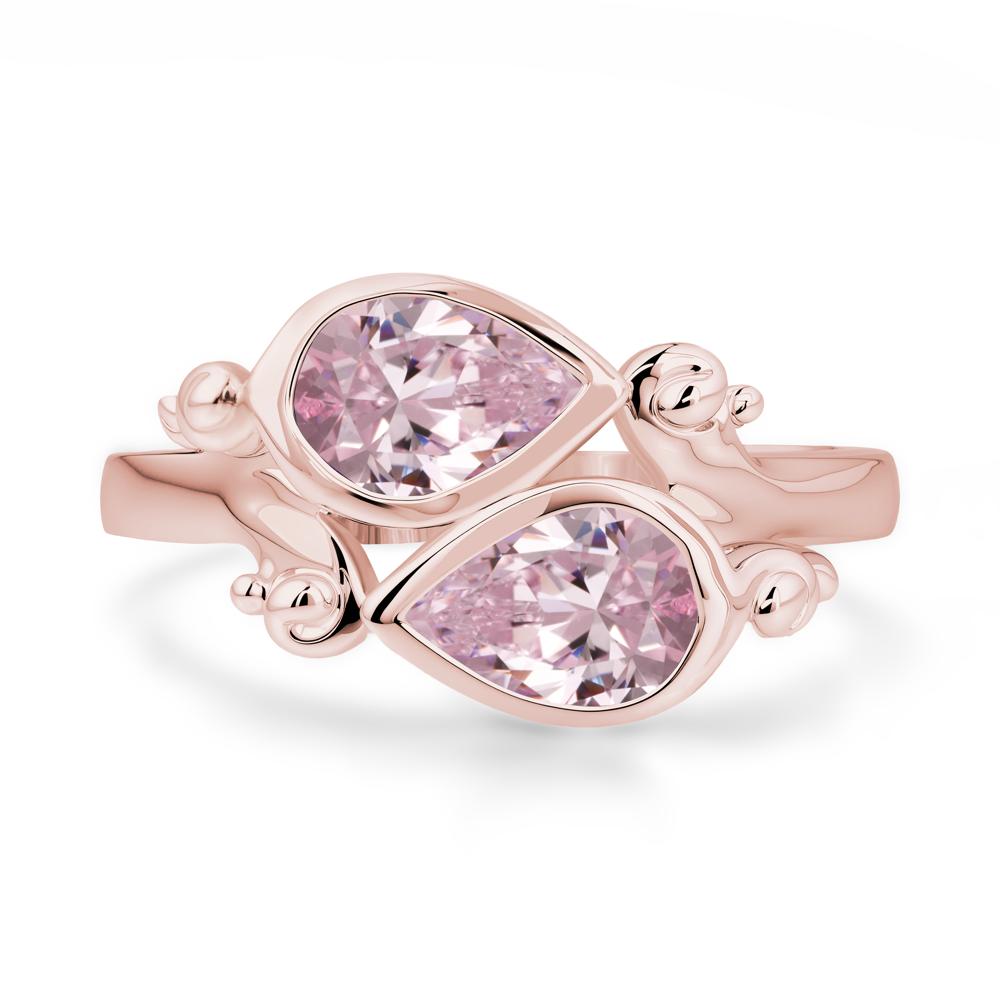 Pink Cubic Zirconia Two Stone Bezel Set Ring - LUO Jewelry #metal_18k rose gold