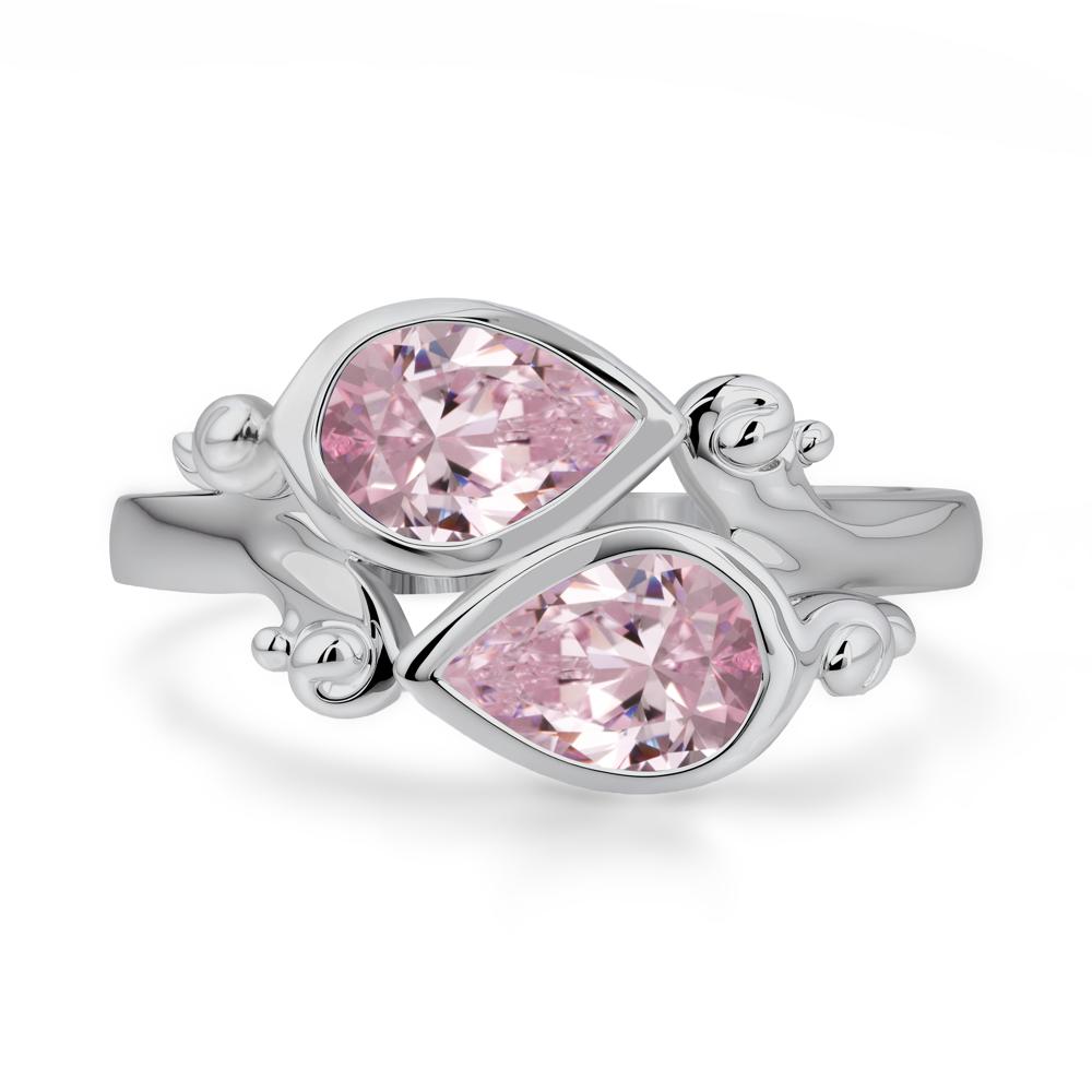 Pink Cubic Zirconia Two Stone Bezel Set Ring - LUO Jewelry #metal_platinum