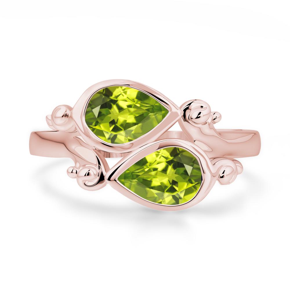 Peridot Two Stone Bezel Set Ring - LUO Jewelry #metal_18k rose gold