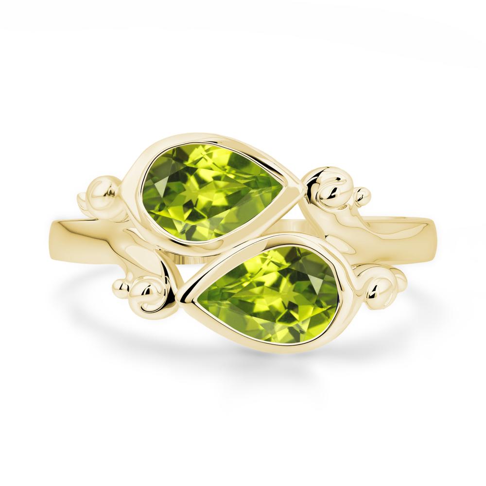 Peridot Two Stone Bezel Set Ring - LUO Jewelry #metal_18k yellow gold