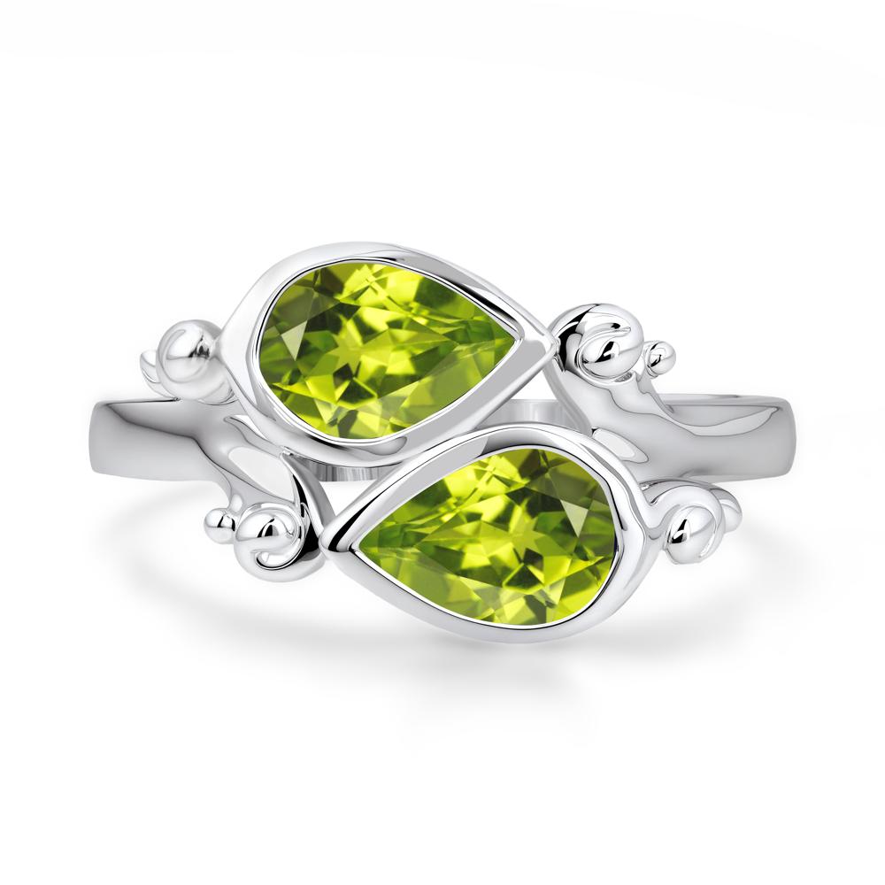 Peridot Two Stone Bezel Set Ring - LUO Jewelry #metal_sterling silver