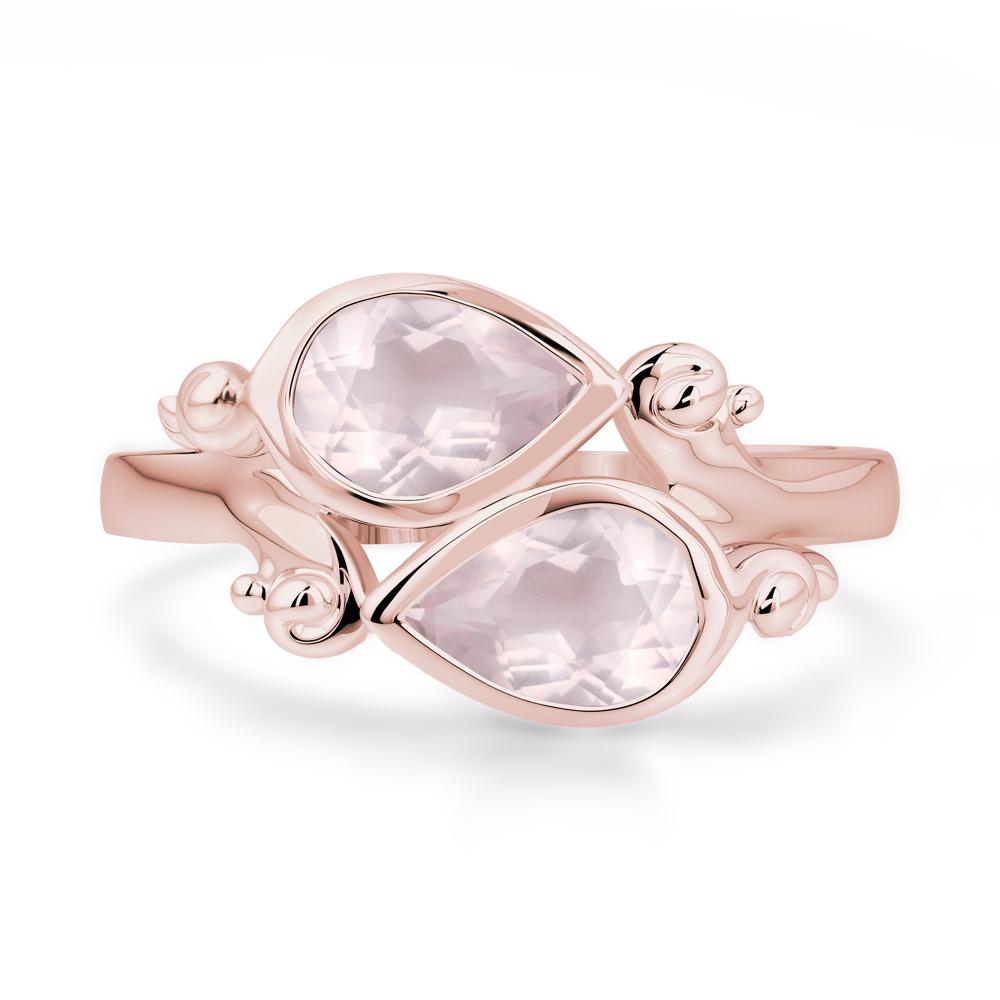 Rose Quartz Two Stone Bezel Set Ring - LUO Jewelry #metal_18k rose gold