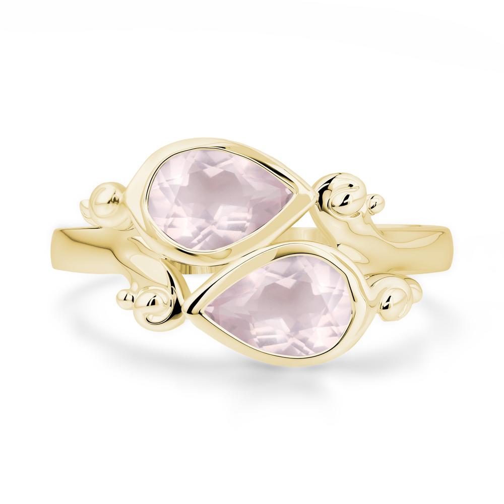 Rose Quartz Two Stone Bezel Set Ring - LUO Jewelry #metal_18k yellow gold