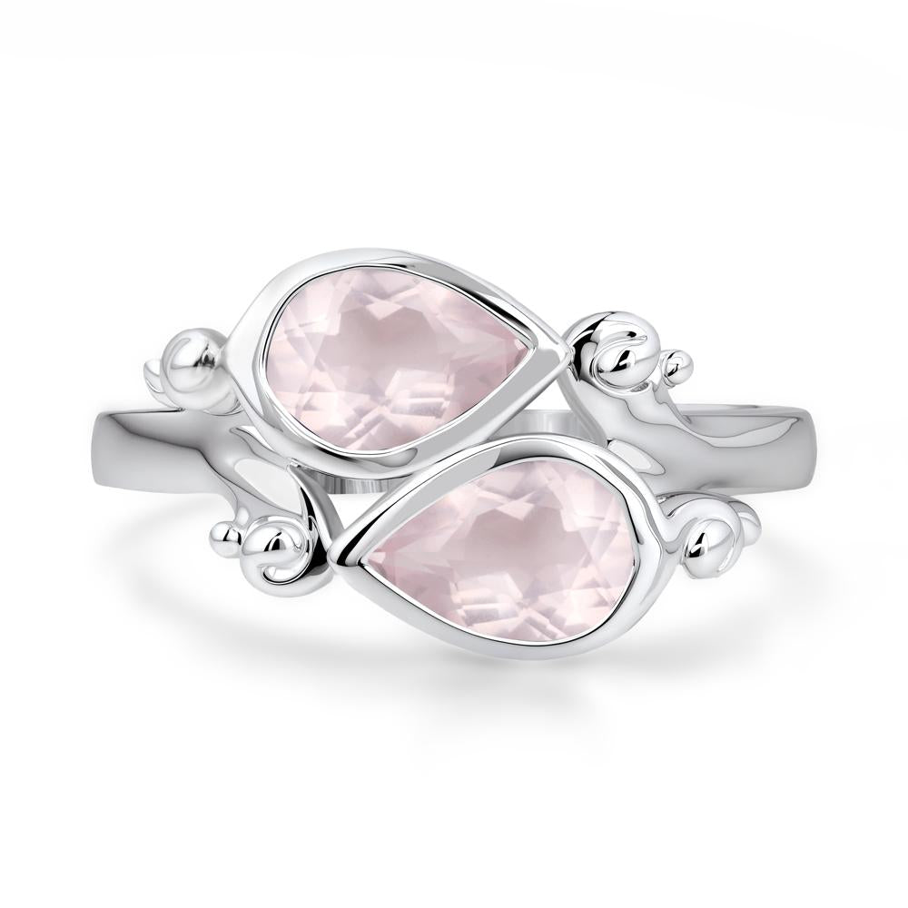 Rose Quartz Two Stone Bezel Set Ring - LUO Jewelry #metal_sterling silver
