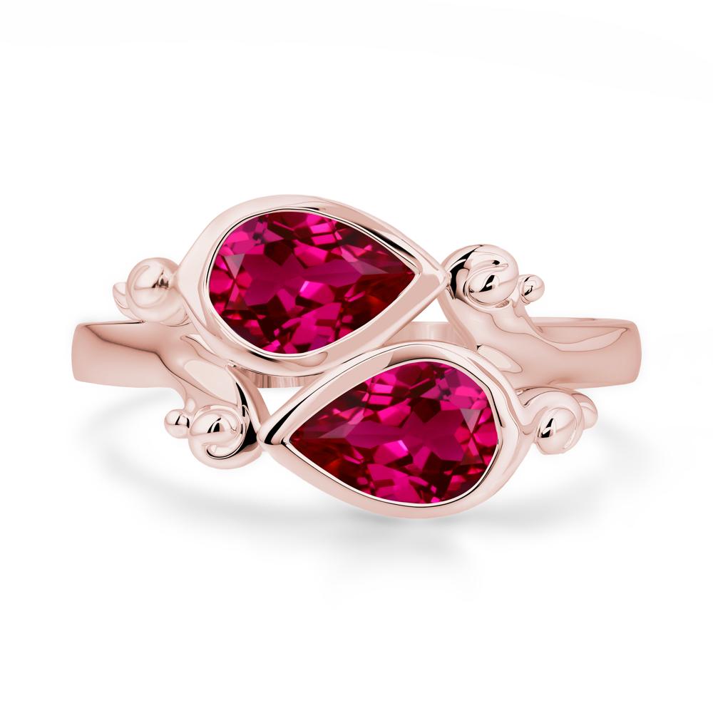 Ruby Two Stone Bezel Set Ring - LUO Jewelry #metal_18k rose gold