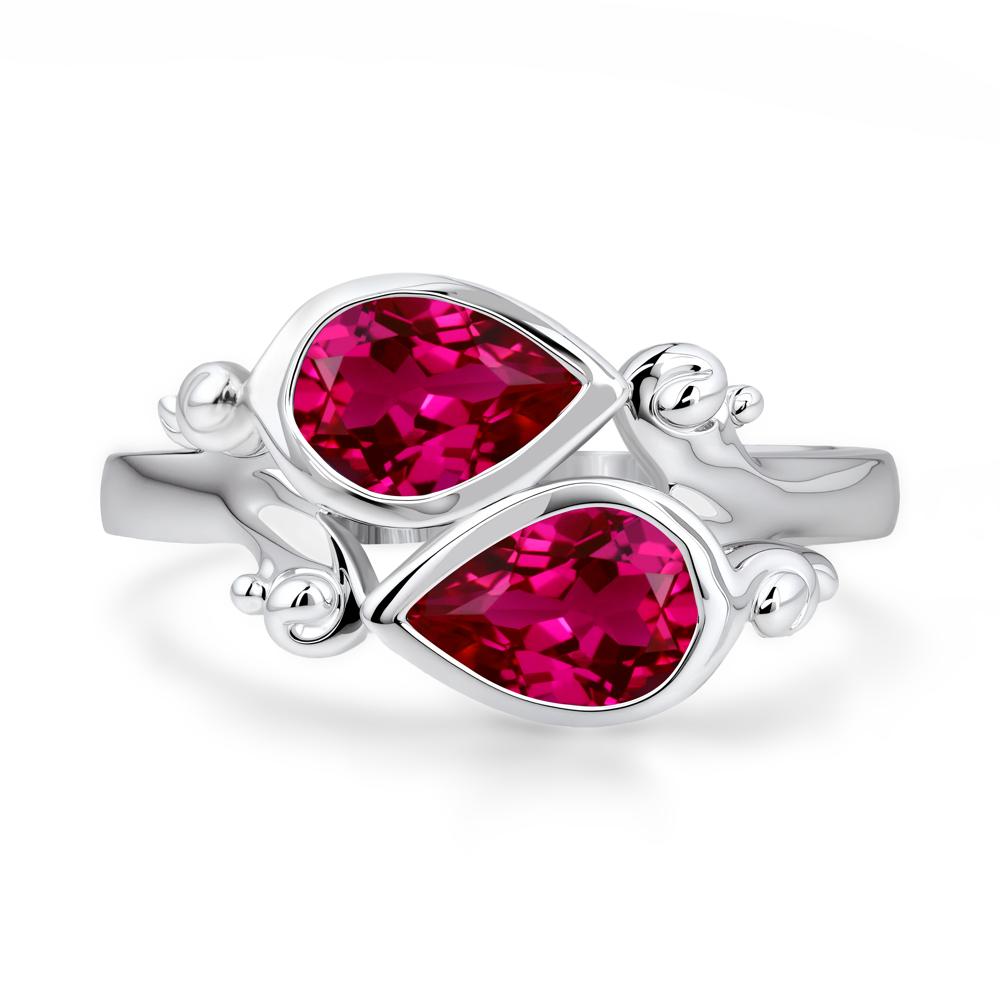 Ruby Two Stone Bezel Set Ring - LUO Jewelry #metal_sterling silver