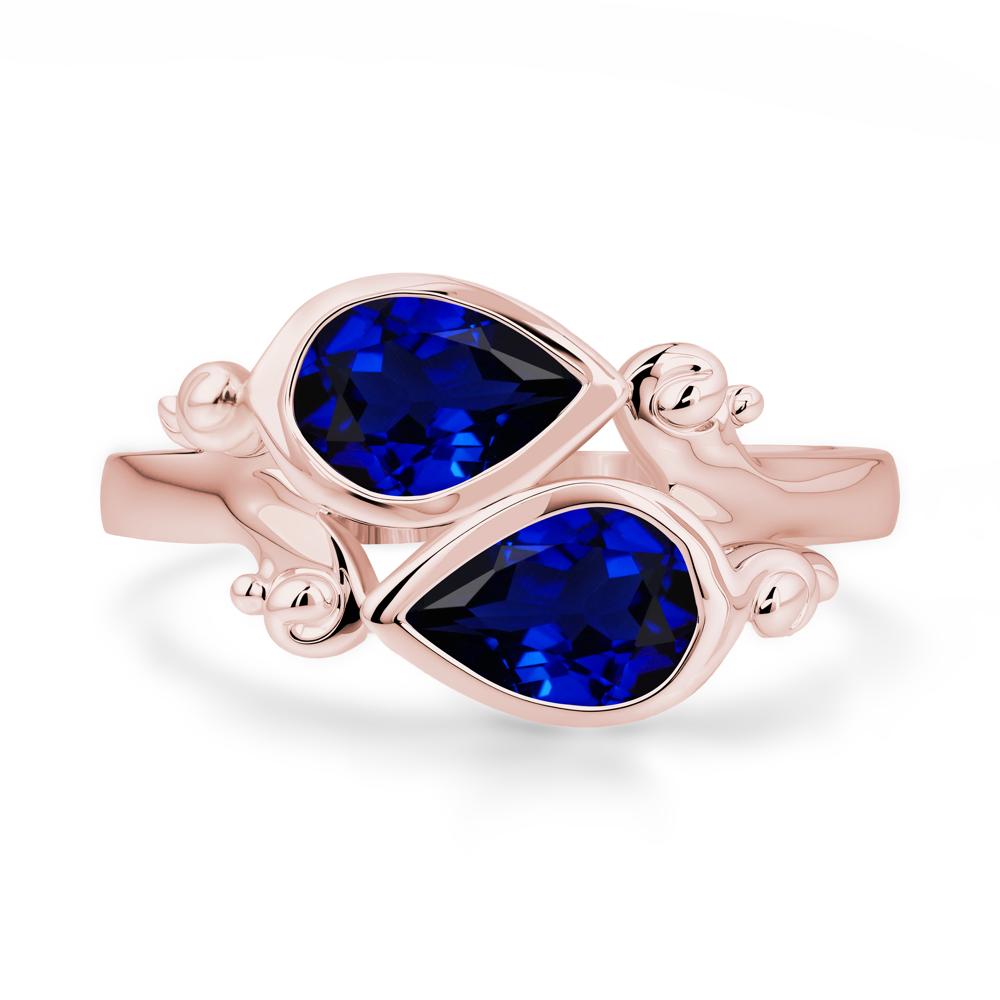 Sapphire Two Stone Bezel Set Ring - LUO Jewelry #metal_18k rose gold