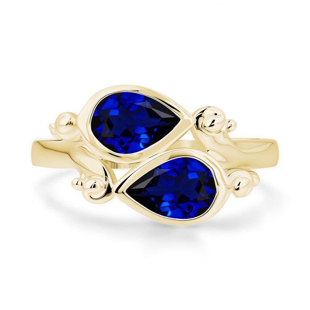 Sapphire Two Stone Bezel Set Ring - LUO Jewelry #metal_18k yellow gold