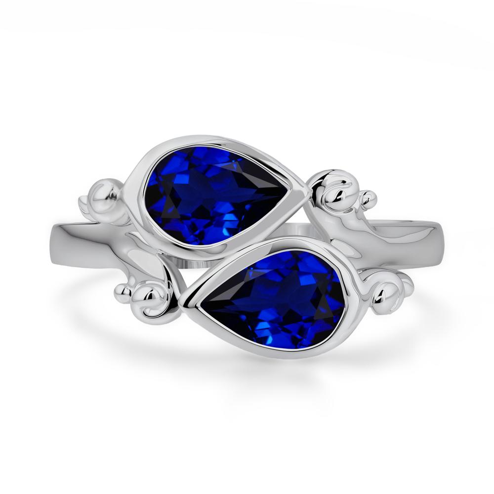 Sapphire Two Stone Bezel Set Ring - LUO Jewelry #metal_platinum