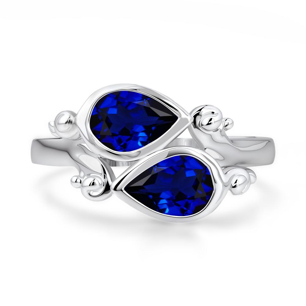 Sapphire Two Stone Bezel Set Ring - LUO Jewelry #metal_sterling silver