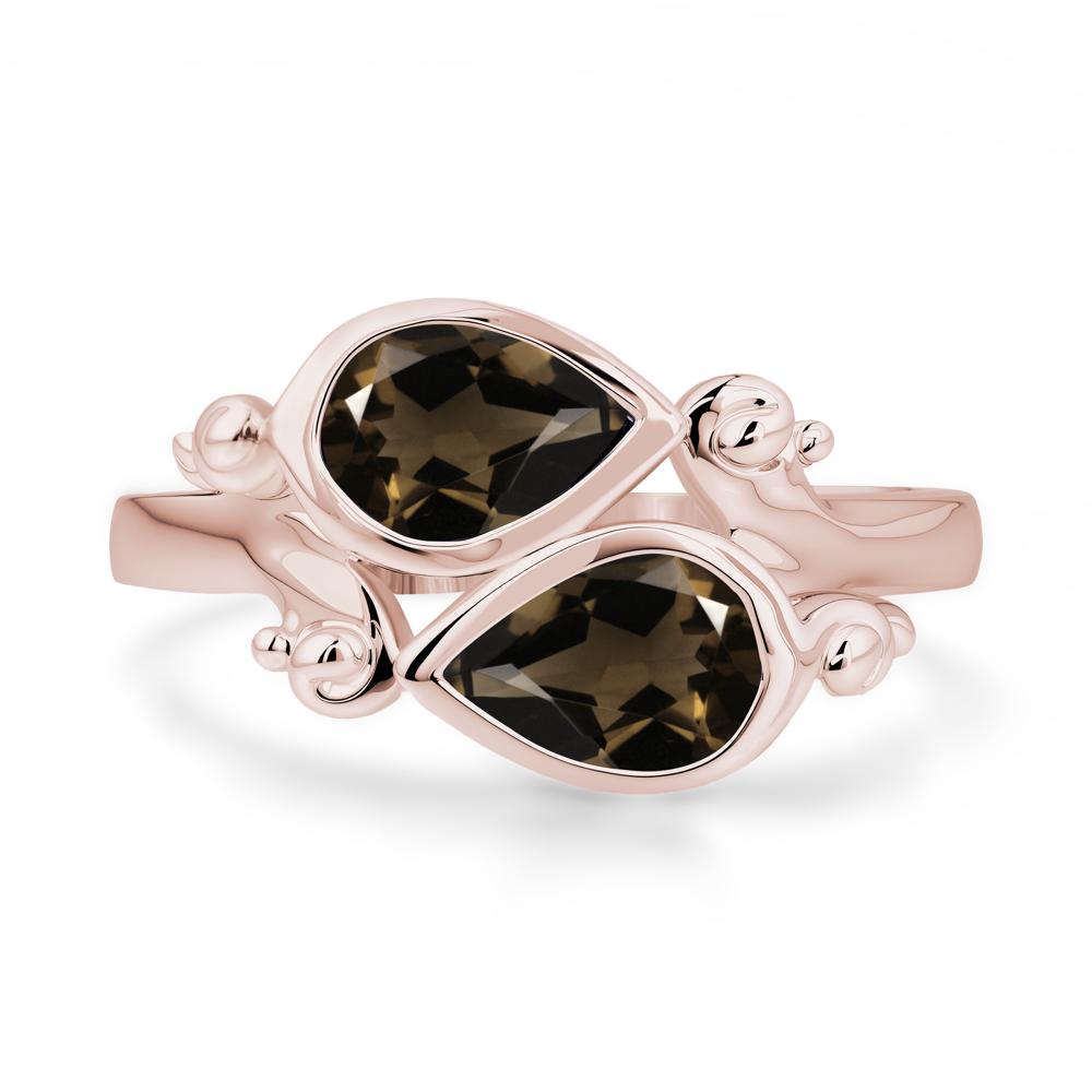 Smoky Quartz Two Stone Bezel Set Ring - LUO Jewelry #metal_14k rose gold
