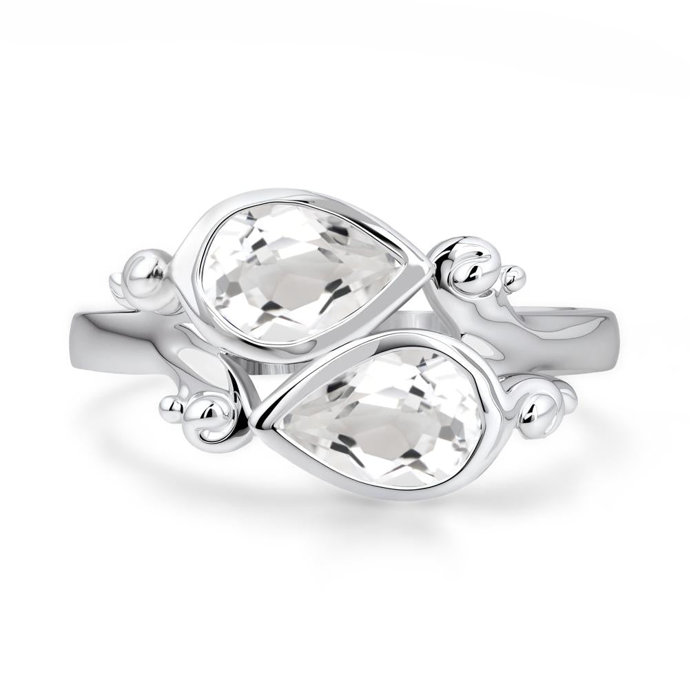White Topaz Two Stone Bezel Set Ring - LUO Jewelry #metal_18k white gold