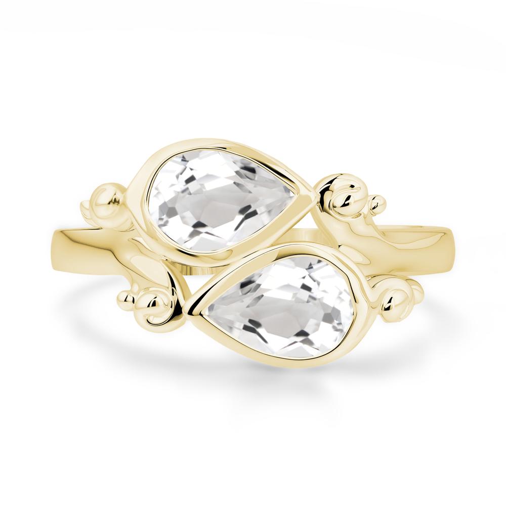 White Topaz Two Stone Bezel Set Ring - LUO Jewelry #metal_18k yellow gold