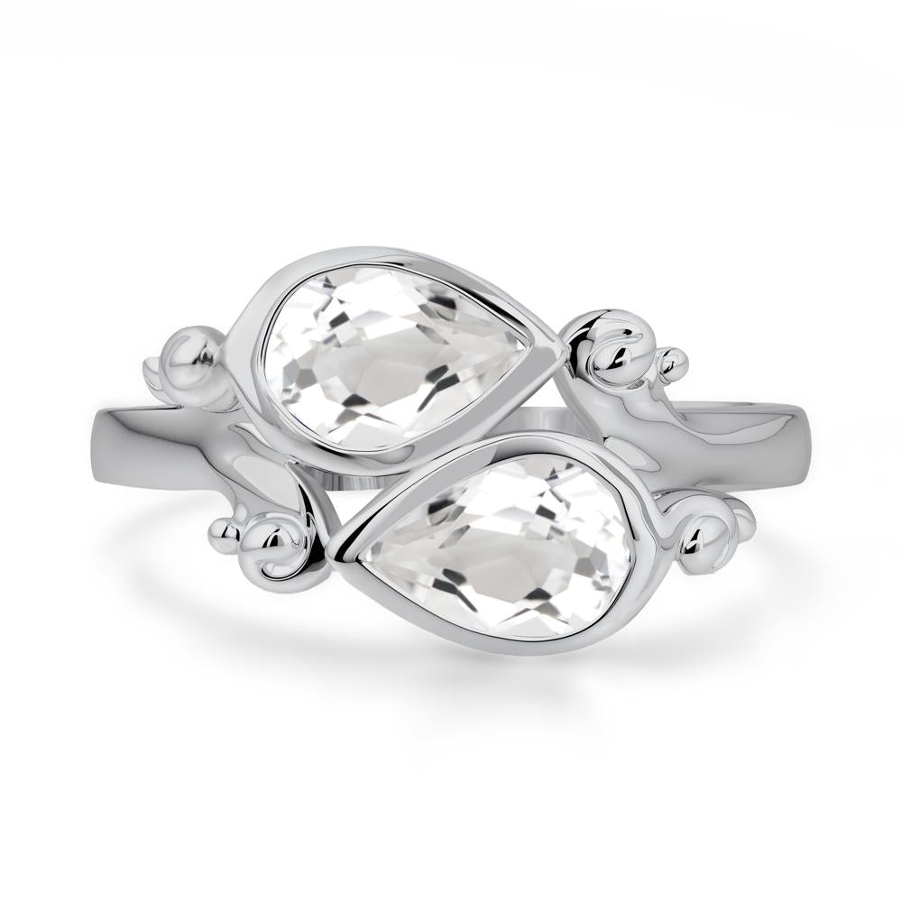 White Topaz Two Stone Bezel Set Ring - LUO Jewelry #metal_platinum