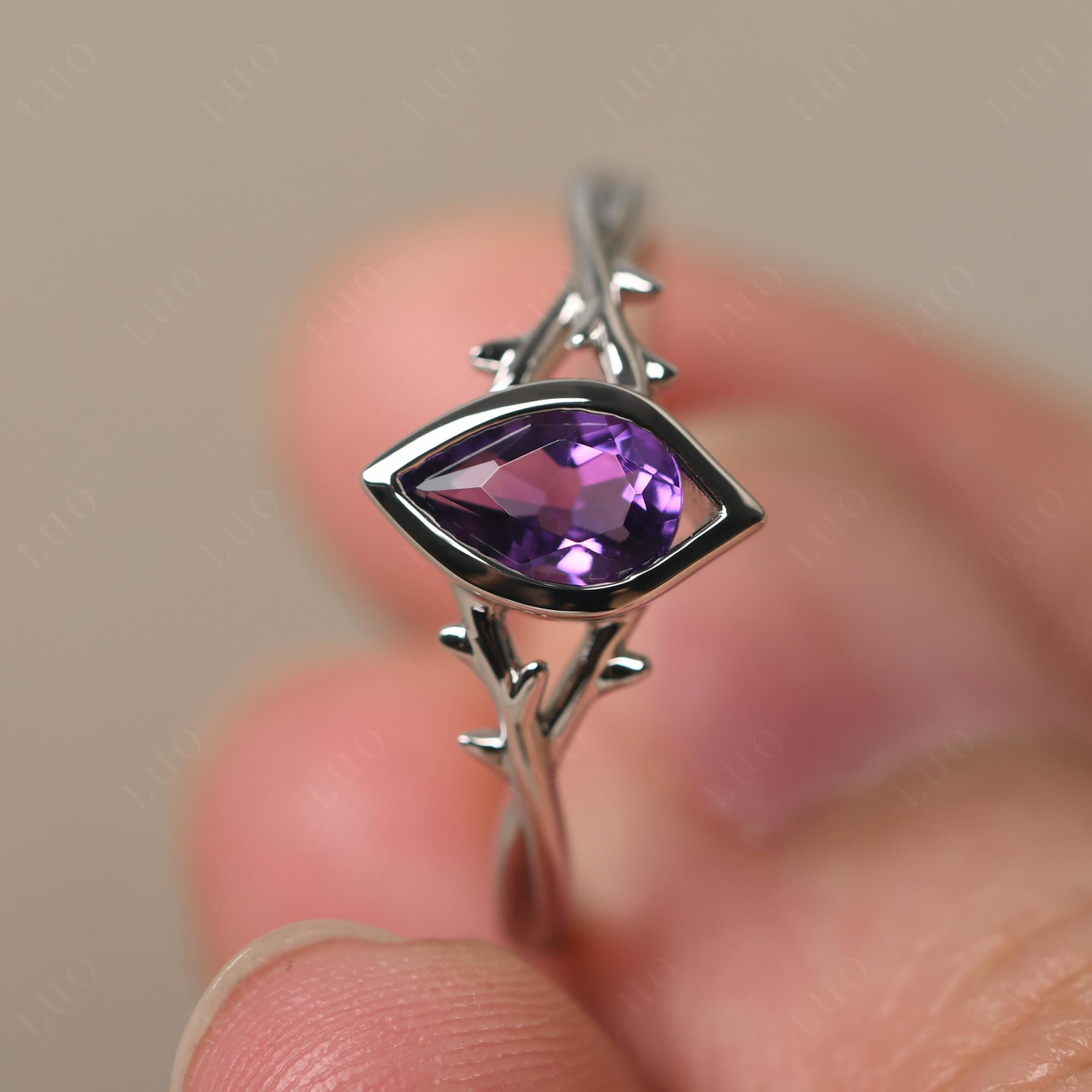 Amethyst Twig Ring - LUO Jewelry