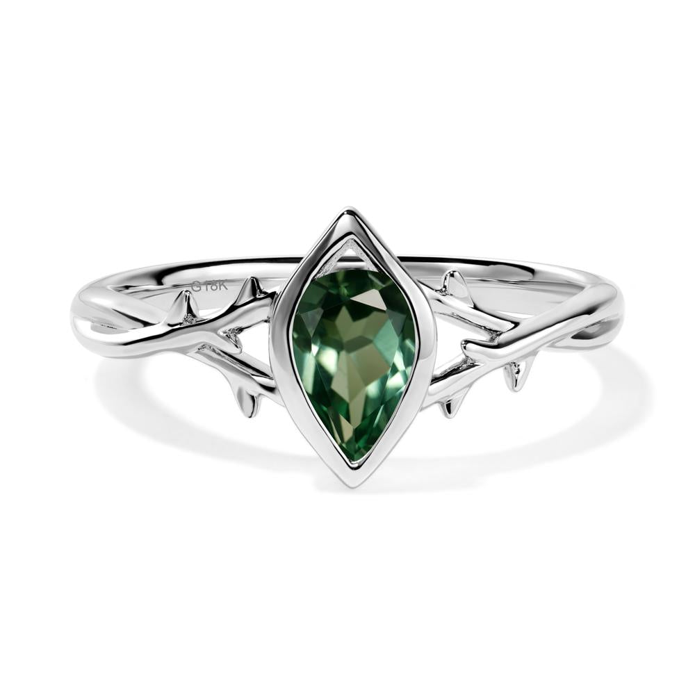 Green Sapphire Twig Bezel Set Ring - LUO Jewelry #metal_18k white gold