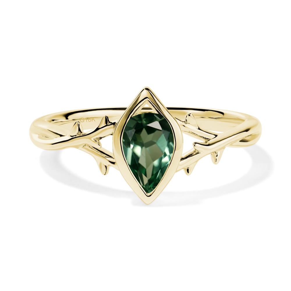 Green Sapphire Twig Bezel Set Ring - LUO Jewelry #metal_18k yellow gold