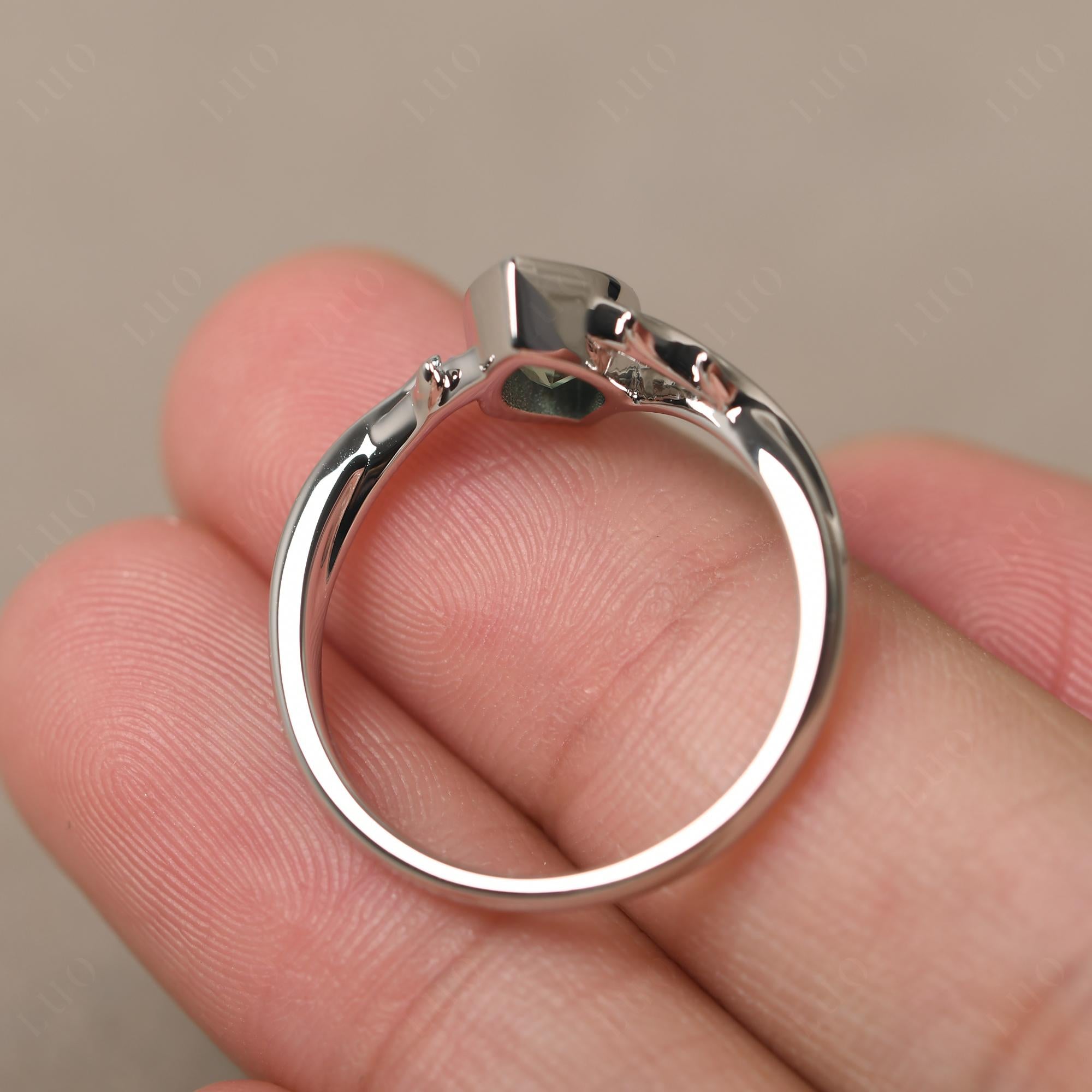 Green Sapphire Twig Bezel Set Ring - LUO Jewelry
