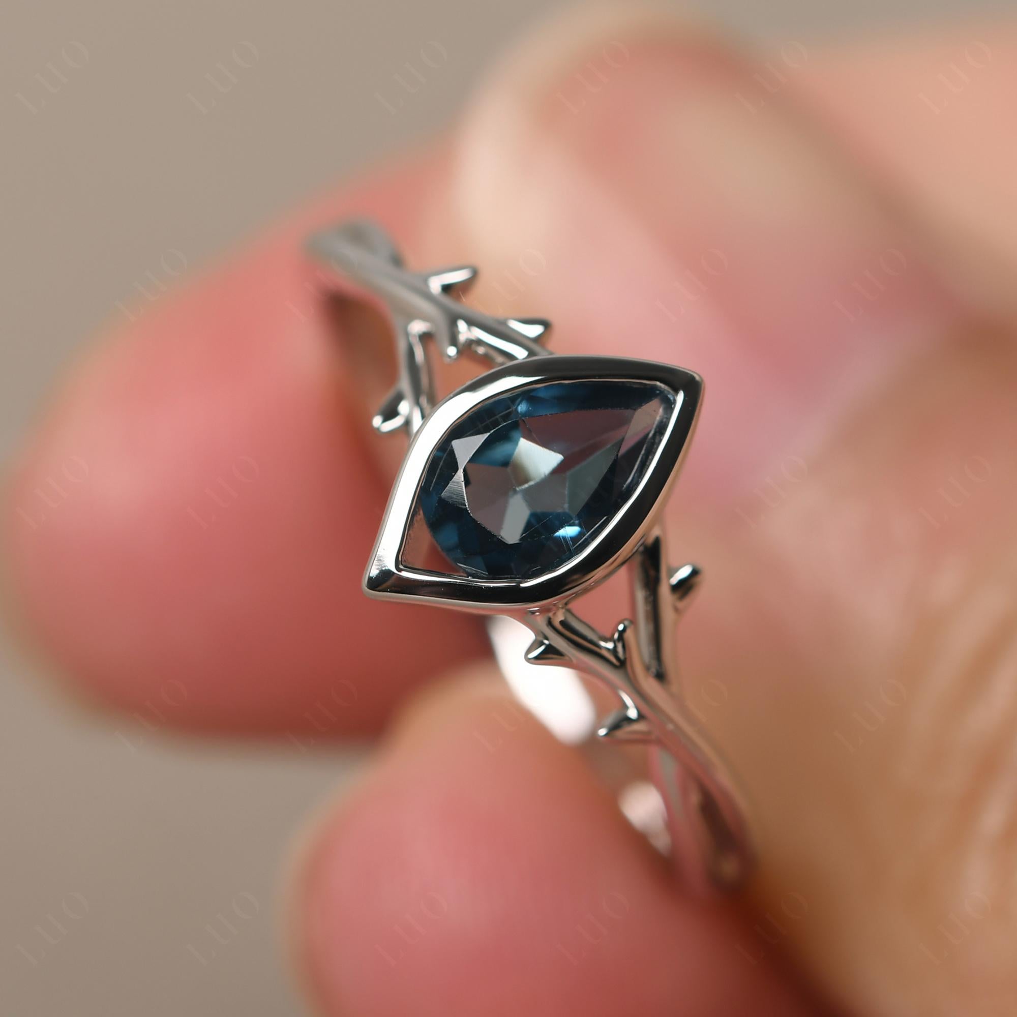 London Blue Topaz Twig Ring - LUO Jewelry