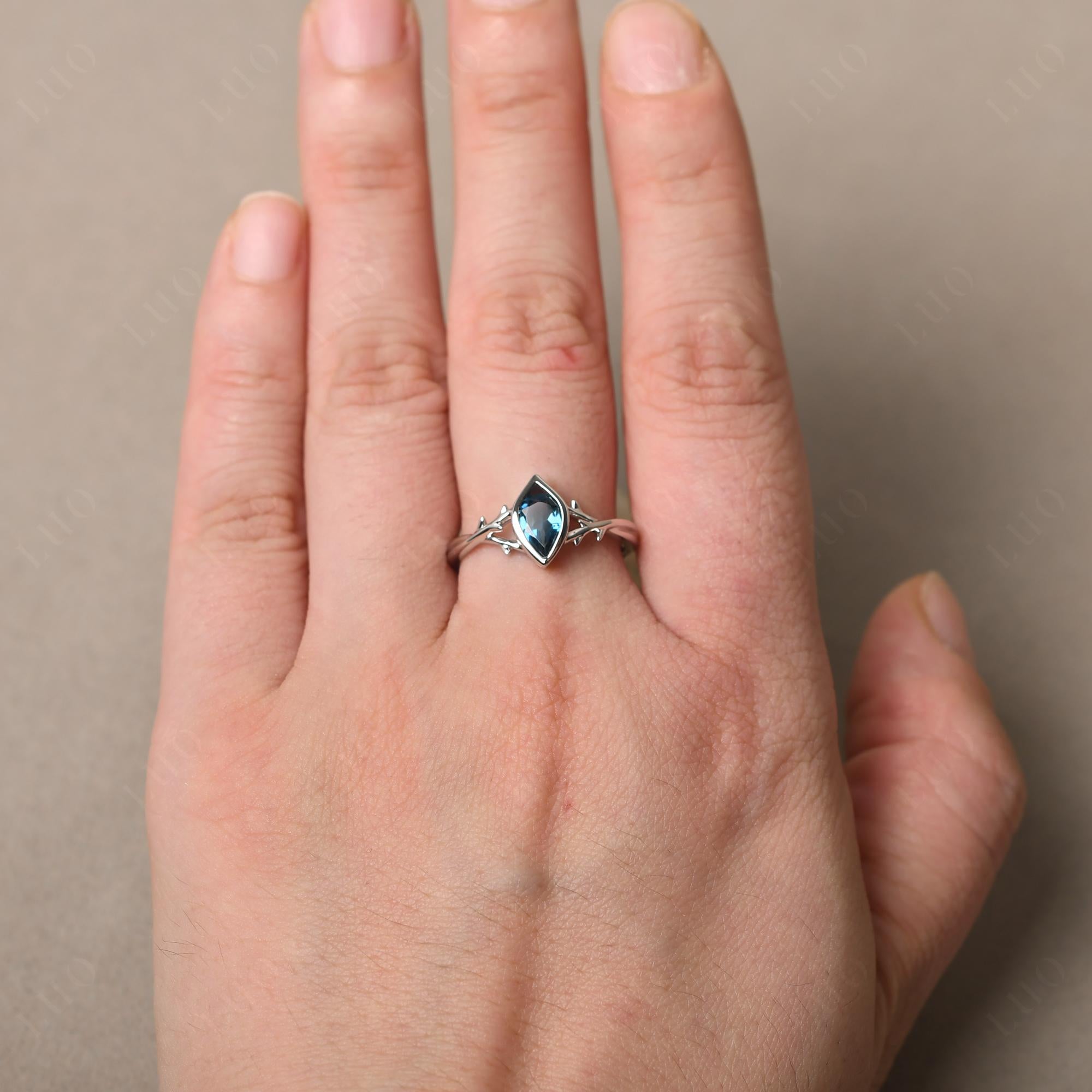 London Blue Topaz Twig Ring - LUO Jewelry