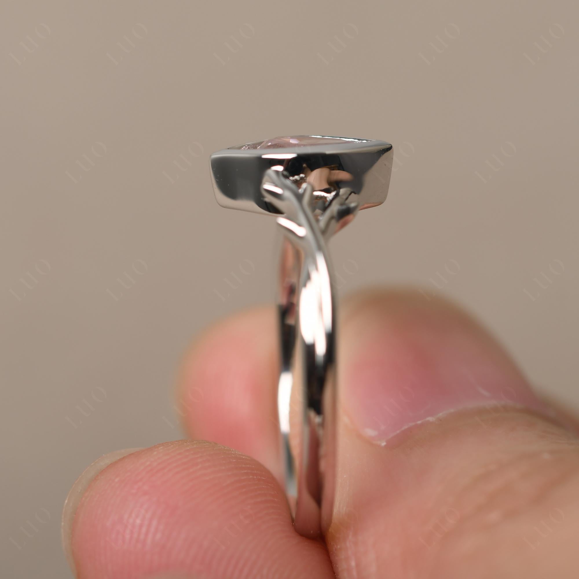 Pink Cubic Zirconia Twig Bezel Set Ring - LUO Jewelry