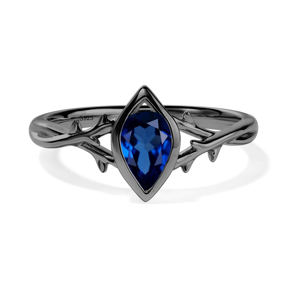 Sapphire Twig Bezel Set Ring - LUO Jewelry #metal_black finish sterling silver