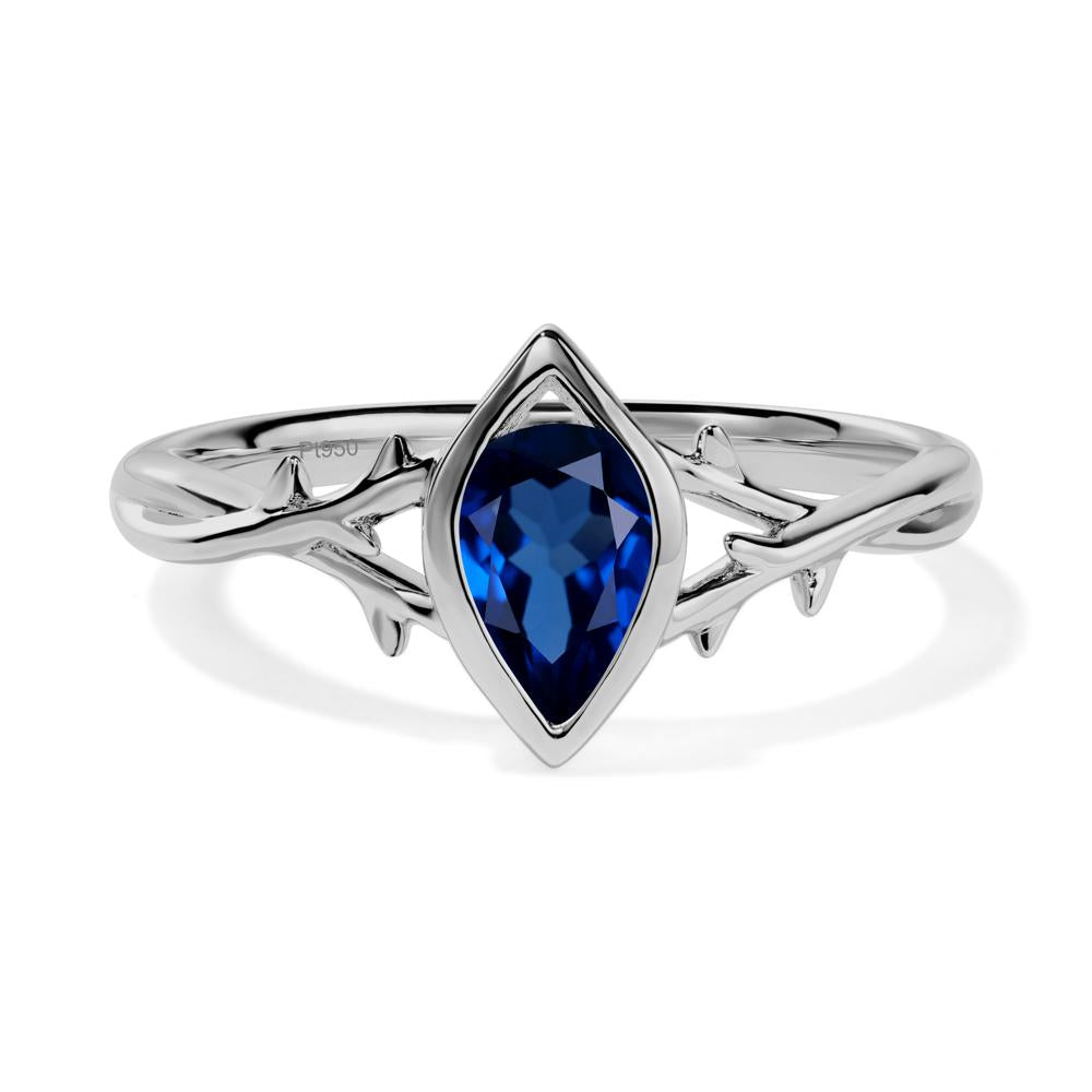 Sapphire Twig Bezel Set Ring - LUO Jewelry #metal_platinum