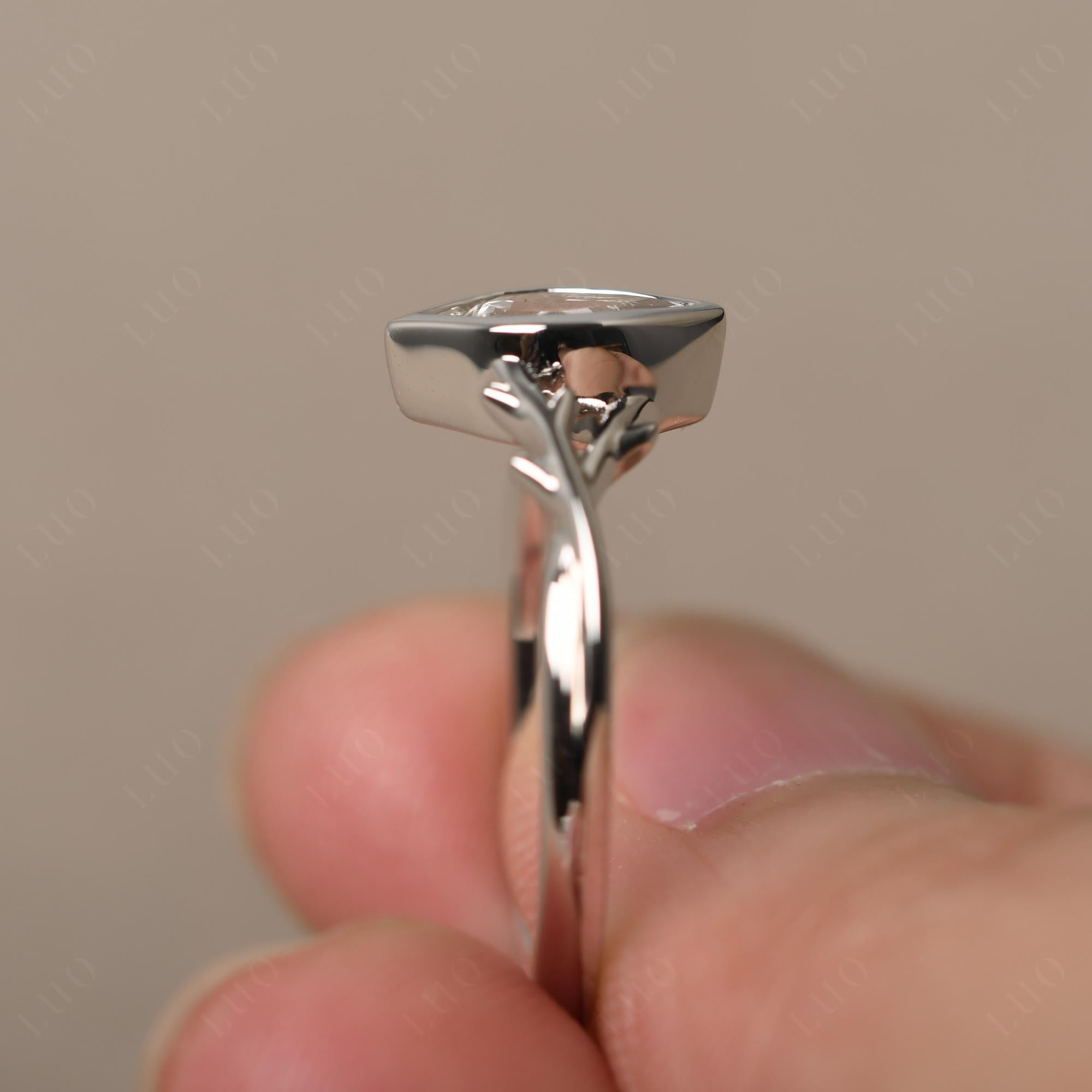 White Topaz Twig Bezel Set Ring - LUO Jewelry
