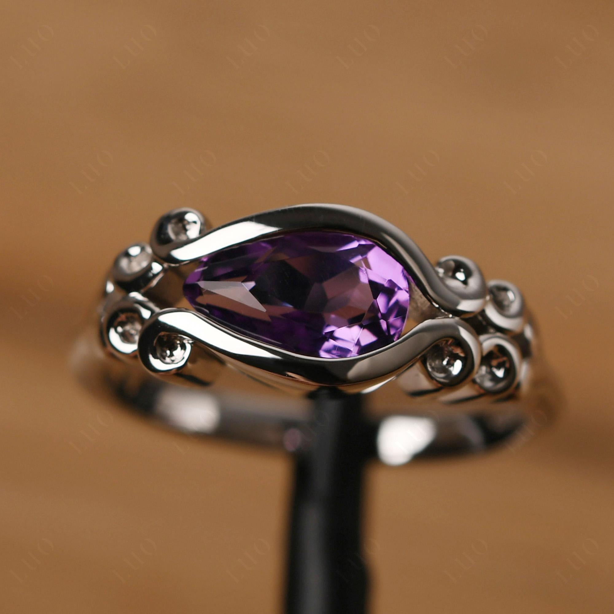 Amethyst Scrollwork Ring - LUO Jewelry