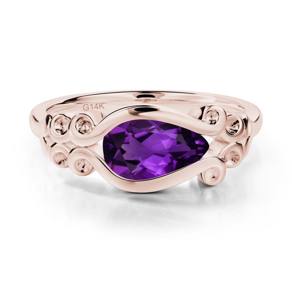 Amethyst Scrollwork Ring - LUO Jewelry #metal_14k rose gold