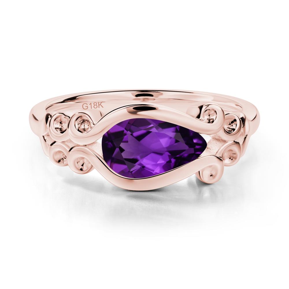 Amethyst Scrollwork Ring - LUO Jewelry #metal_18k rose gold