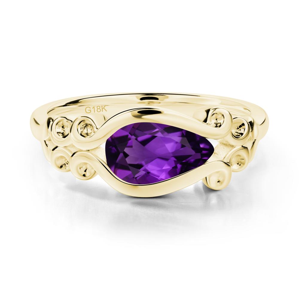 Amethyst Scrollwork Ring - LUO Jewelry #metal_18k yellow gold