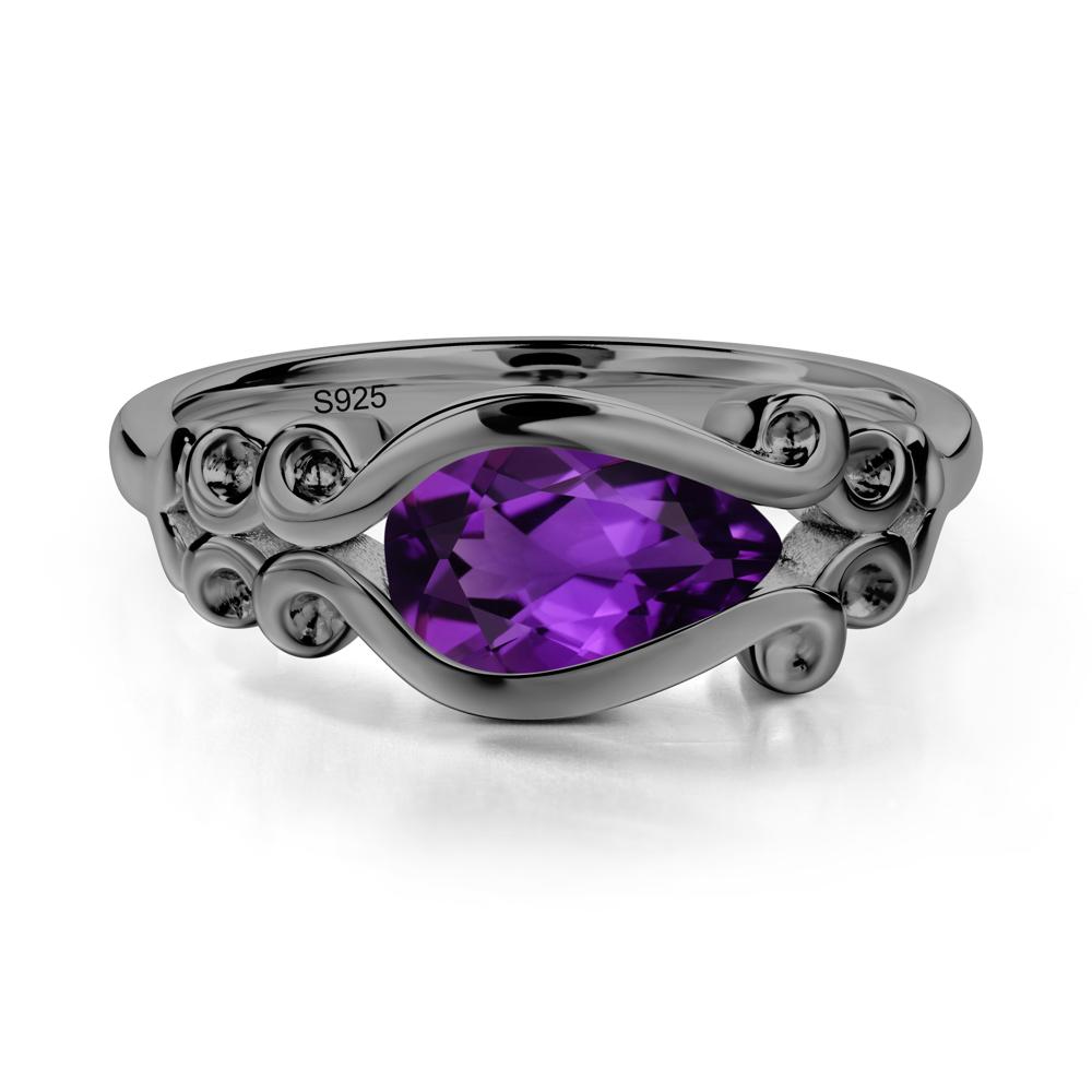 Amethyst Scrollwork Ring - LUO Jewelry #metal_black finish sterling silver
