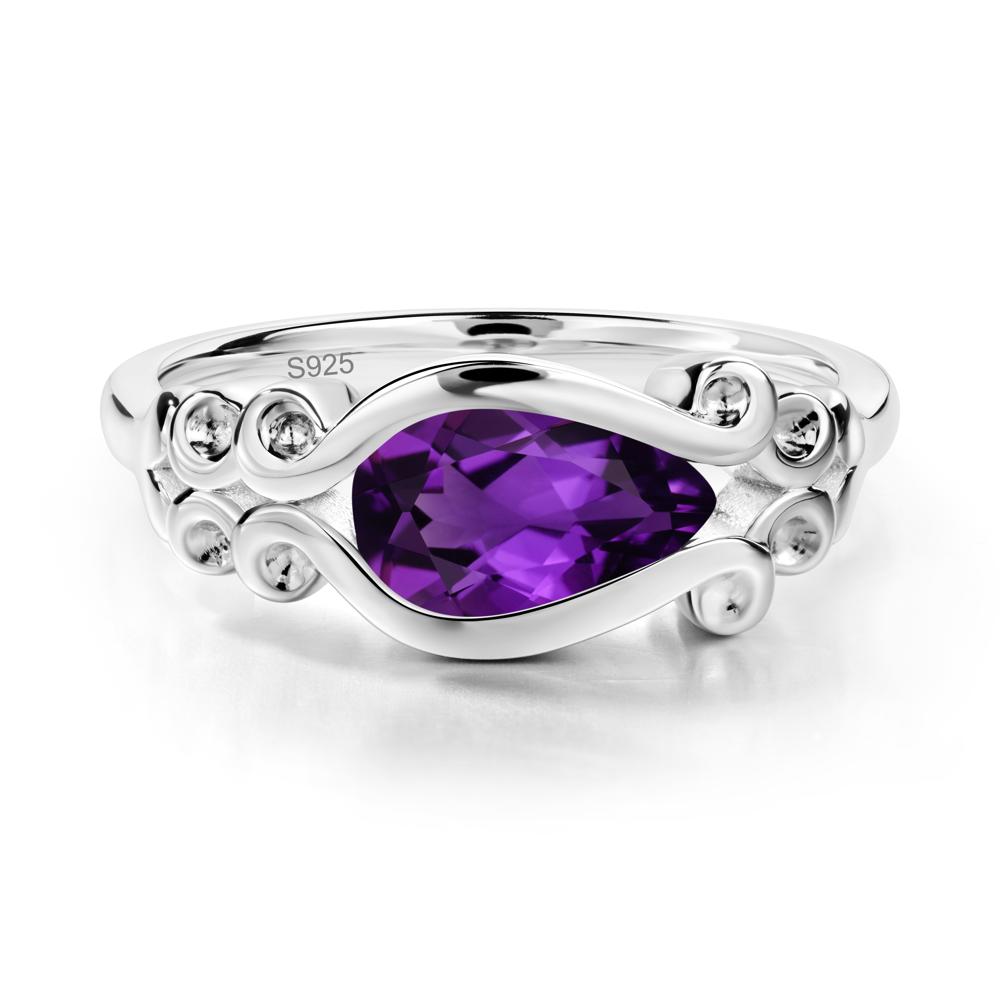 Amethyst Scrollwork Ring - LUO Jewelry #metal_sterling silver