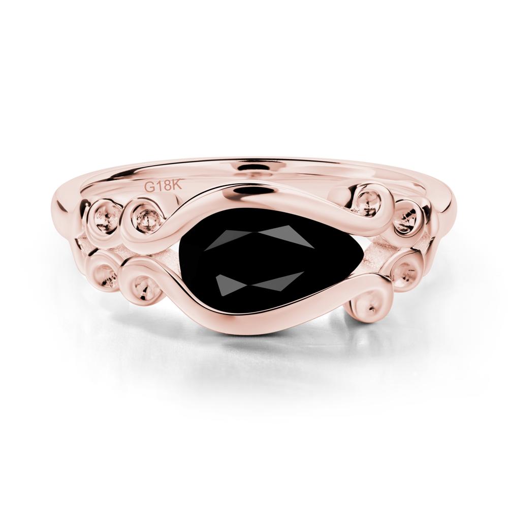 Black Spinel Scrollwork Ring - LUO Jewelry #metal_18k rose gold